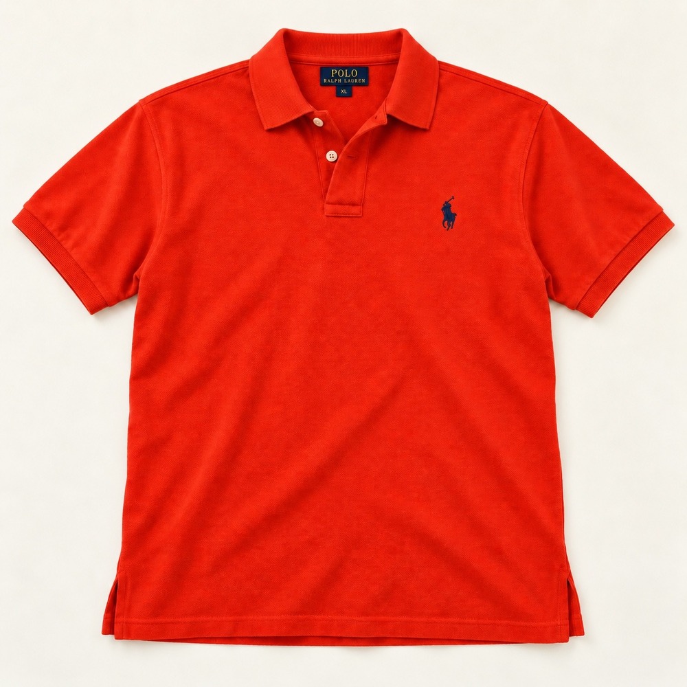 Polo Ralph Lauren Mens XL Bright Orange Cotton Pique Polo Shirt Pony Preppy Golf